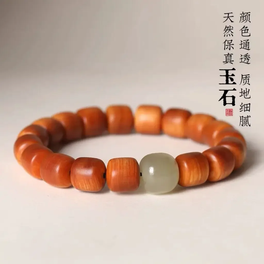 Natural Taihang Thuja Bracelet Men's and Women's Buddha Beads WenPlay Sandalwood HandString Original Chinese Style Log Ins Niche