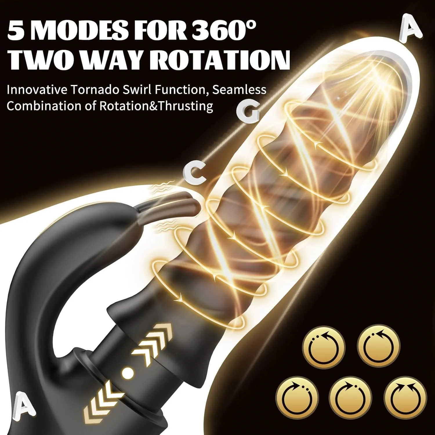 KUSHOR Thrusting G Spot Rabbit Vibrator Clitoral Stimulator 360° Swirl Up Down Thrust 5 Swirling Modes Adults Sex Toys for Women