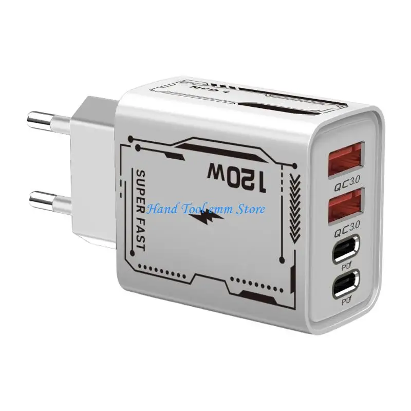 H37F 120W Two PD Two USB 4 Port European Plugs Rapid Charging For Multiple Devices