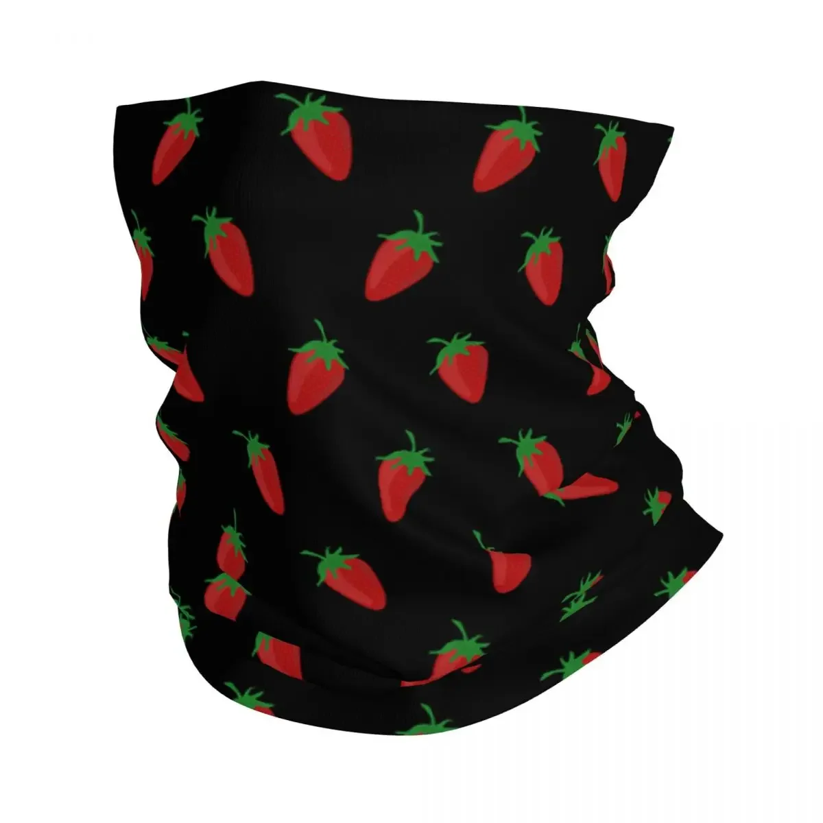 Strawberries Fruit Red Colorful Bandana Neck Gaiter Printed Balaclavas Mask Scarf Warm Headband Hiking Unisex Adult All Season