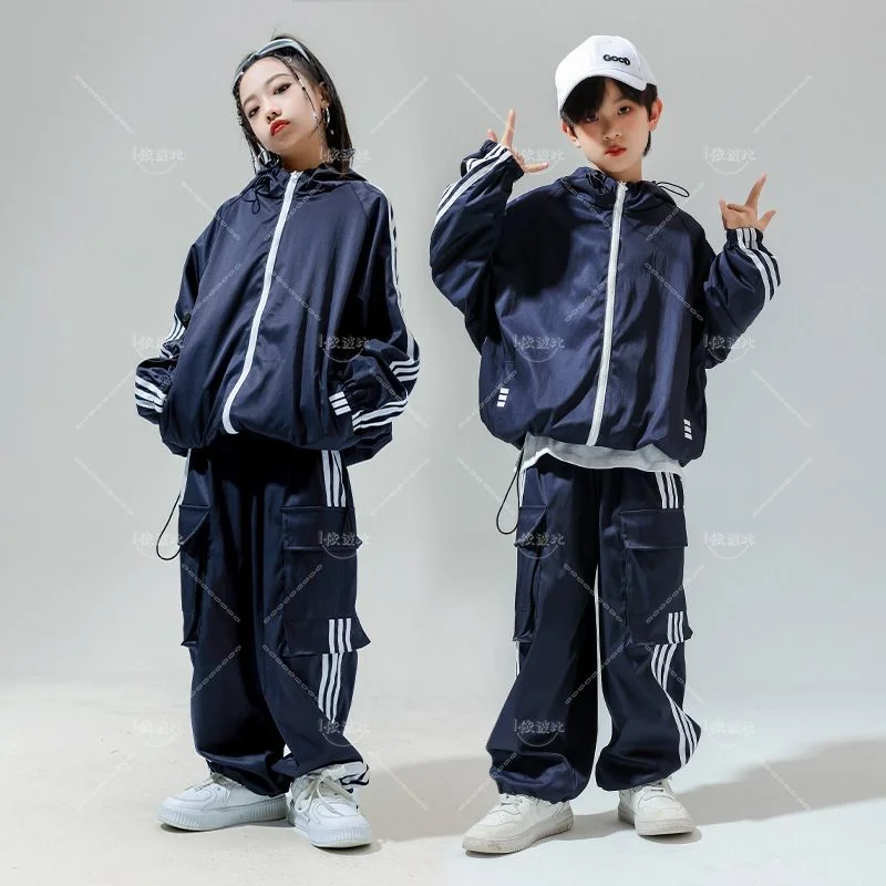 Meninos e Meninas Roupas Hip Hop, Calças Azuis, Roupas de Dança Jazz, Roupas de Performance Hip Hop