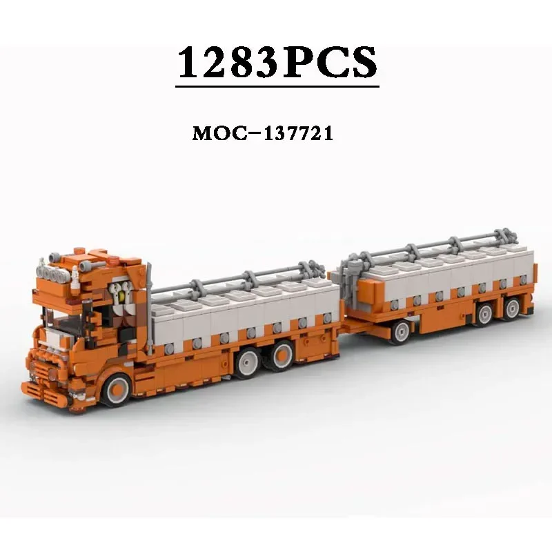Transport Machine 8-Grid Car Classic Mechanical Crane Truck Head Truck Trailer Rear R650 Car Building Block Toy Christmas Gift