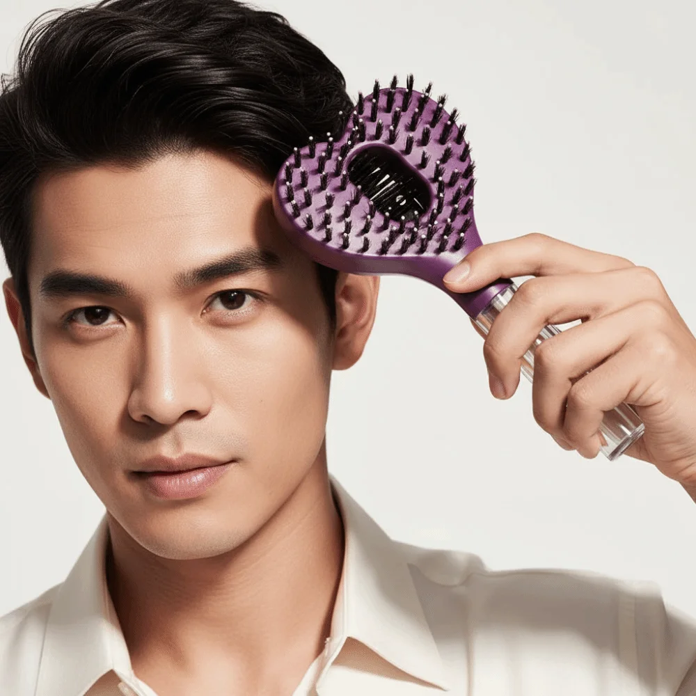 Hollow-out Heart Spray Brush Ergonomic Heat-resistant Mist Hair Comb Lightweight Washable Bristle Massager Comb for 3.7V/400mAh