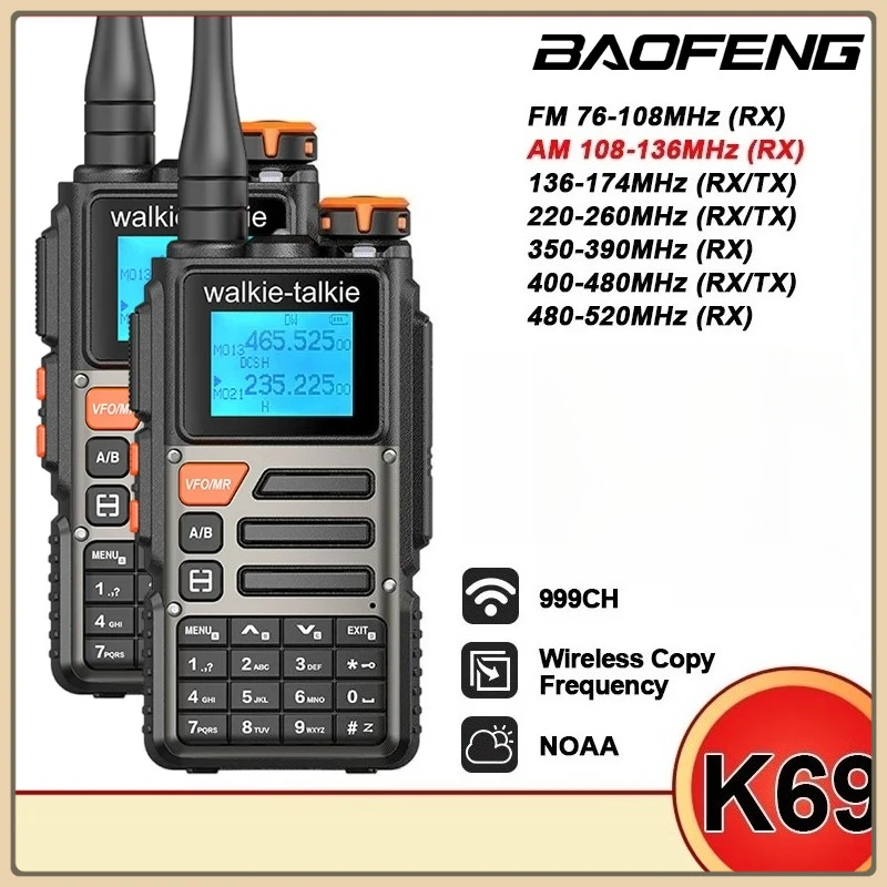 

1/2 шт. Baofeng BF-K69 рация камуфляжная многодиапазонная УКВ УВЧ беспроводная копия частоты AM FM Type-C ветчина дальнего действия двухсторонняя радиостанция K6