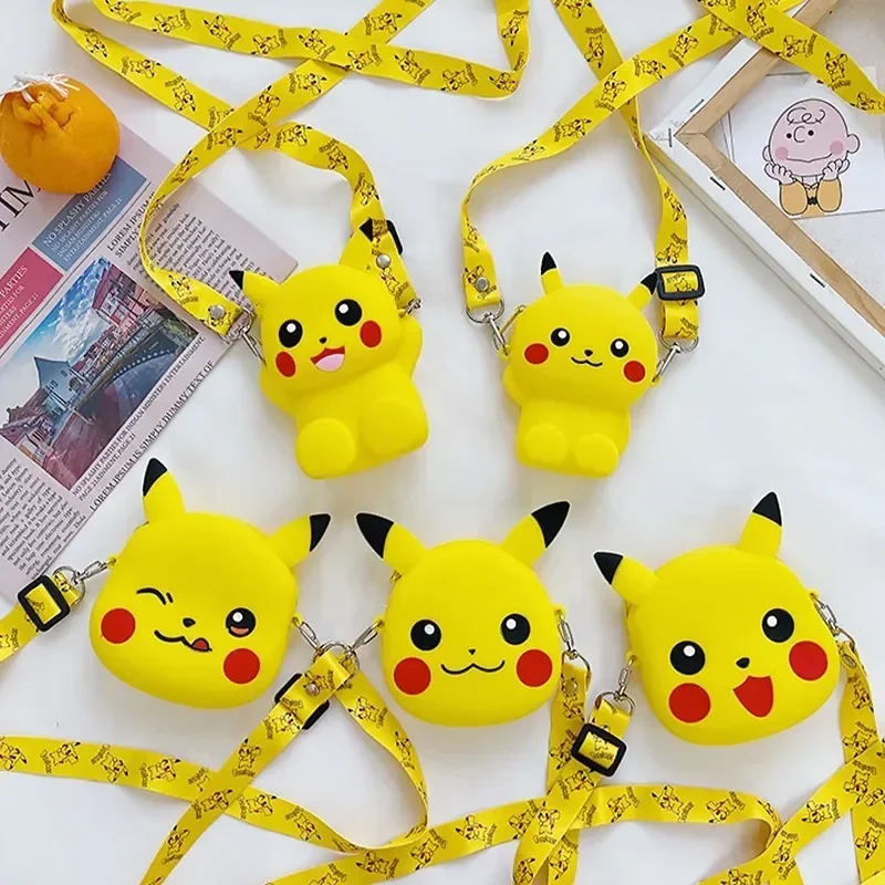 Bonito pokemon pikachu moedas bolsas moda dos desenhos animados crianças bolsa de ombro silicone crossbody bolsa moeda presentes do feriado