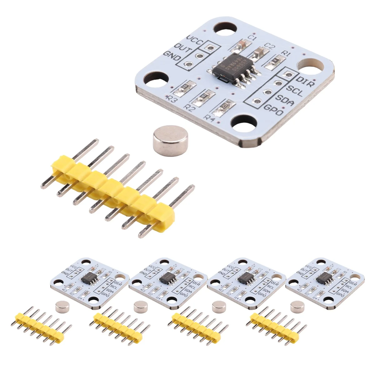 5Pcs AS5600 Magnetic Encoder Magnetic Induction Angle Measurement Sensor Module 12Bit High Precision