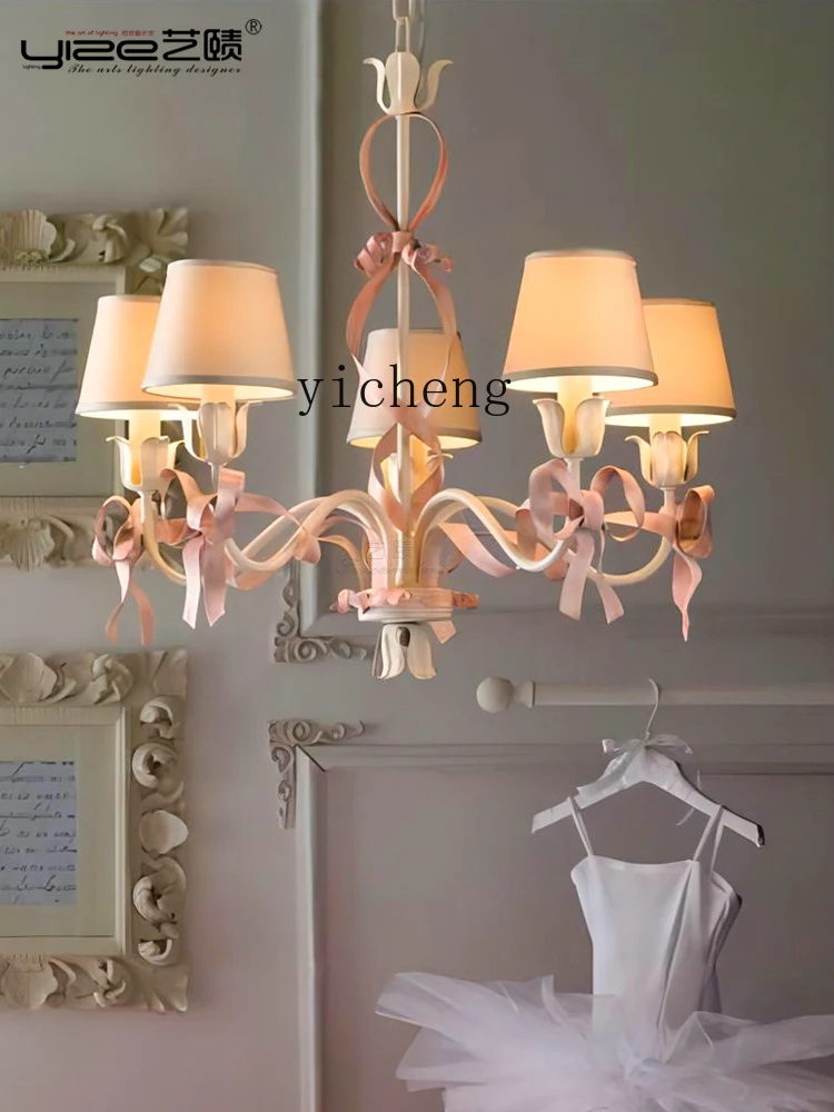 ZK Princess Room Chandelier Pink Bow Simple Modern Girl Room Living Room Bedroom Clothing Store Chandelier