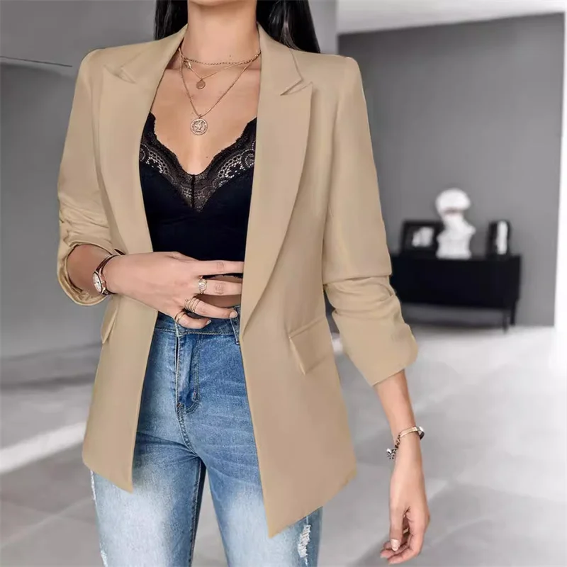 Long Sleeve Cardigan Coats Women Spring Autumn New Fashion Simple White Blazer Jackets Slim Suit Overcoat Solid Ladies Outerwear
