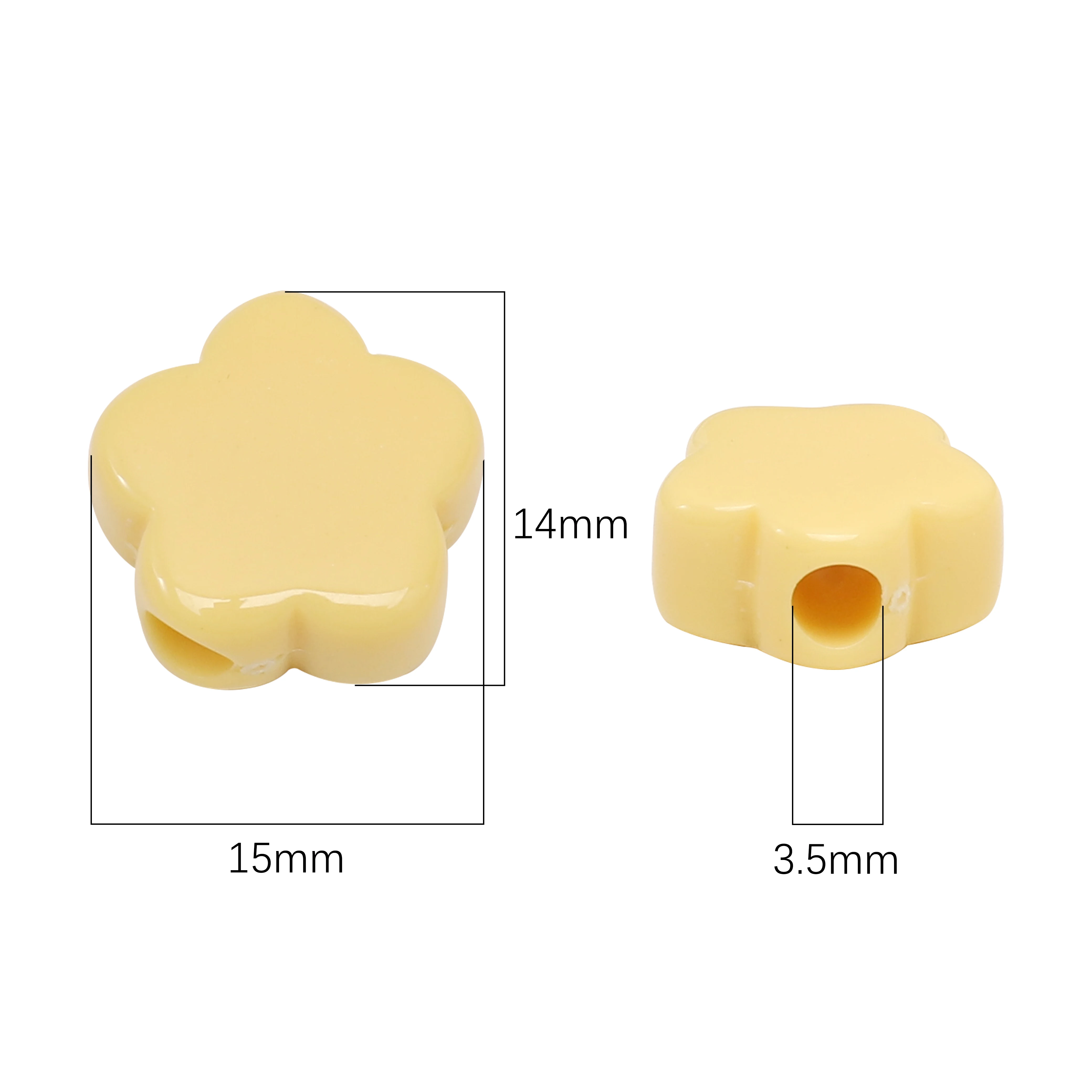 10/30 Stück 15x14mm Modische Einfarbige Blumenperlen Acryl Lose Perlen DIY 3,5mm Loch Handgefertigt für Schmuckherstellung Zubehör – Detail 2