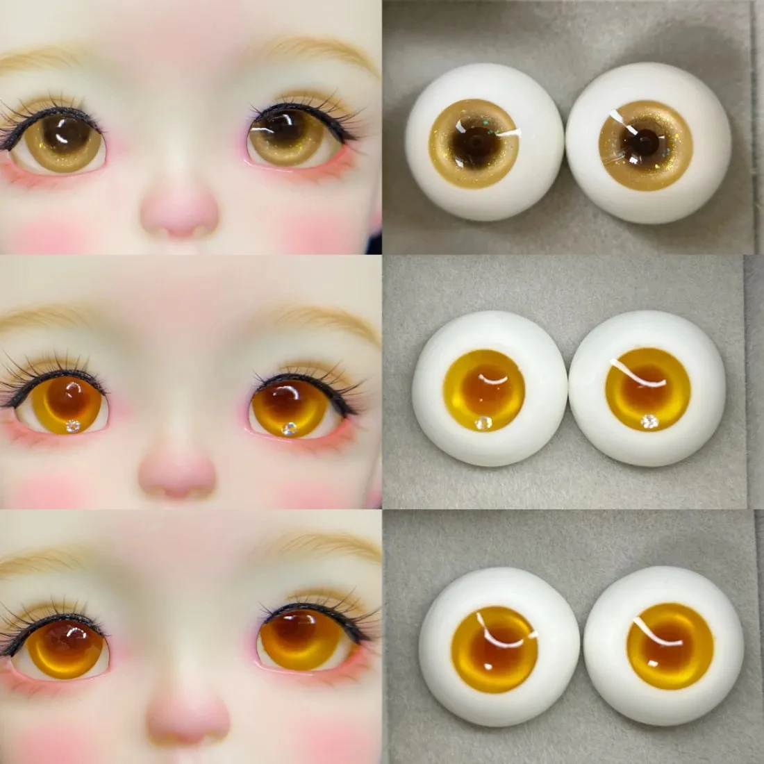 BJD doll eyeballs suitable for 1/3 1/4 1/6 size Eyes for toys cute brown glitter diamond eye paste doll accessories