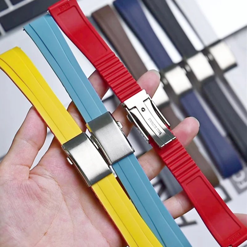 CTS Watch Band 20mm 22mm Quick Release Butterfly Buckle Diving Bracelet Cut To Size Universal Liquid Silicone Watchband Strap