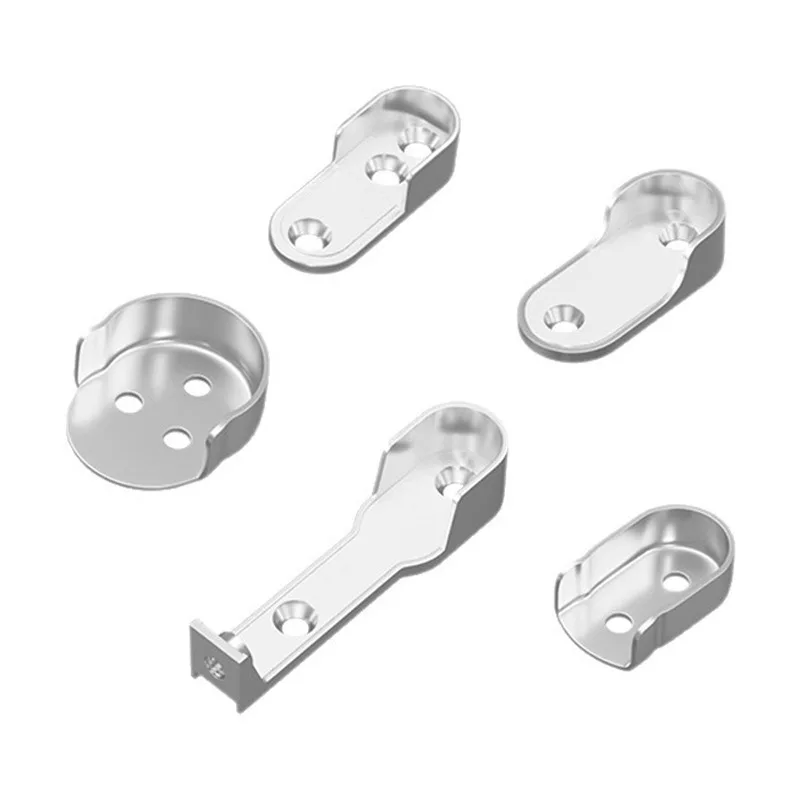 Zinc Alloy Thickened Wardrobe Hanging Rod with Flange Base Wardrobe Accessories Furniture Hardware Inner Bottom Support