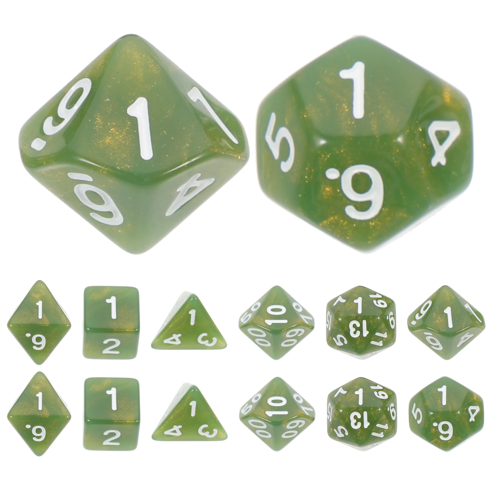 2 sets veelzijdige grote genummerde groene standaard 10-zijdige dobbelstenen party game accessoires acryl prop bordspellen set