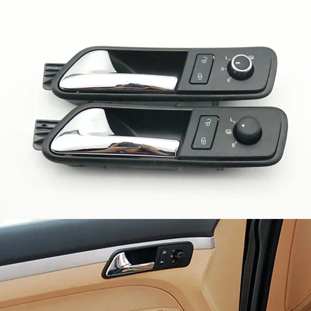 

Car Inside Door Handle with Safety Lock Swith and Rearview Mirror Control Knob Switch For Volkswagen VW Touran 2005-2012