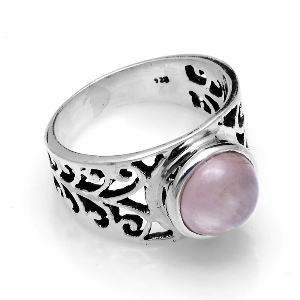 

Genuine Rose Quartz Ring 925 Sterling Silver, USA Size : 6.75, 2SR539