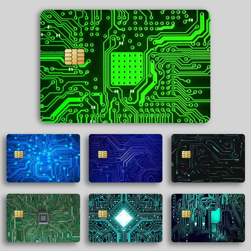 Autocollants de peau de carte de crédit, motif de carte de Circuit imprimé, pour carte bancaire, Bus, carte de métro, cadeau étanche
