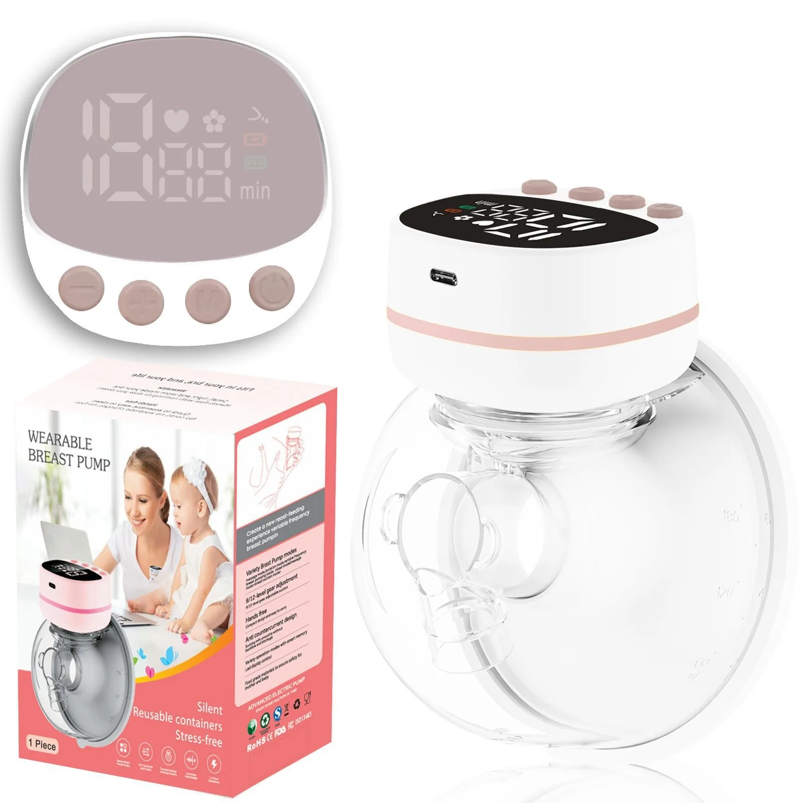 Hands Free Electric Breast Pump for Breastfeeding Low Noise Painless Wireless Breastfeeding BPA Free