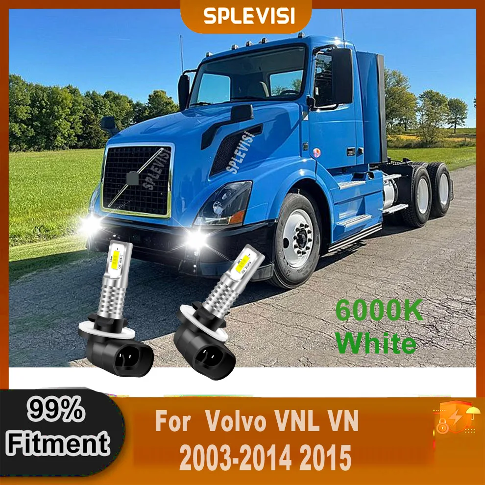 

Светодиодная противотуманная фара, белая, без липкости, прямая передняя настройка для Volvo VNL VN 2003, 2004, 2005, 2006, 2007, 2008, 2009, 2010, 2011 2012-2015