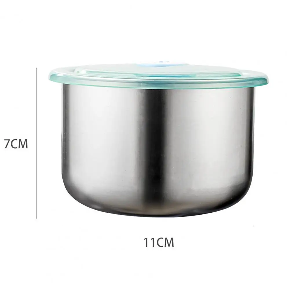 Stainless Steel Food Container Fresh Keeping Box Sealed Lid Crisper Lunch Meal Prep Storage Fridge Kitchen Set Round Bowl