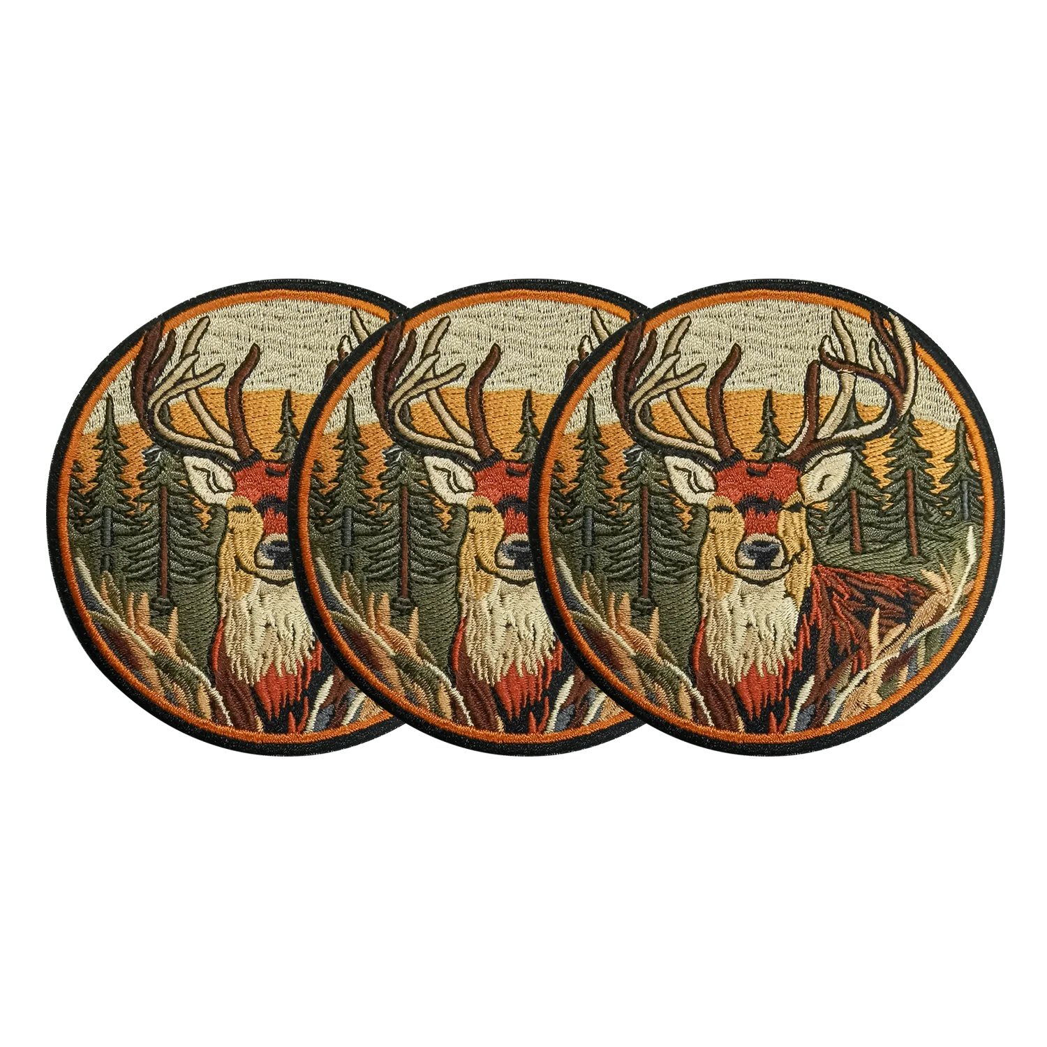 Sika Deer Embroidery Patches for Clothing Sew Accessories Forest Autumn Natural Scenery Iron on Applique for Clothes DIY