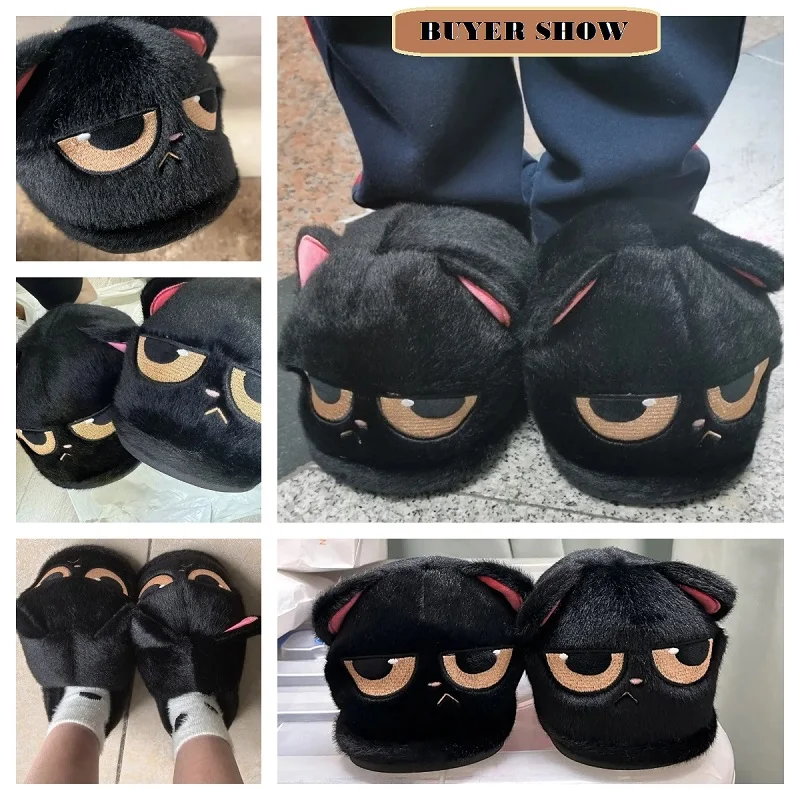 Neue lustige Kätzchen-Hausschuhe für Damen, Winter-Tier-Designer-Slides, Hausschuhe, Heim-Slipper, Damen-Big-Head-Katzen-Flipper-Bodenschuhe – Detail 3