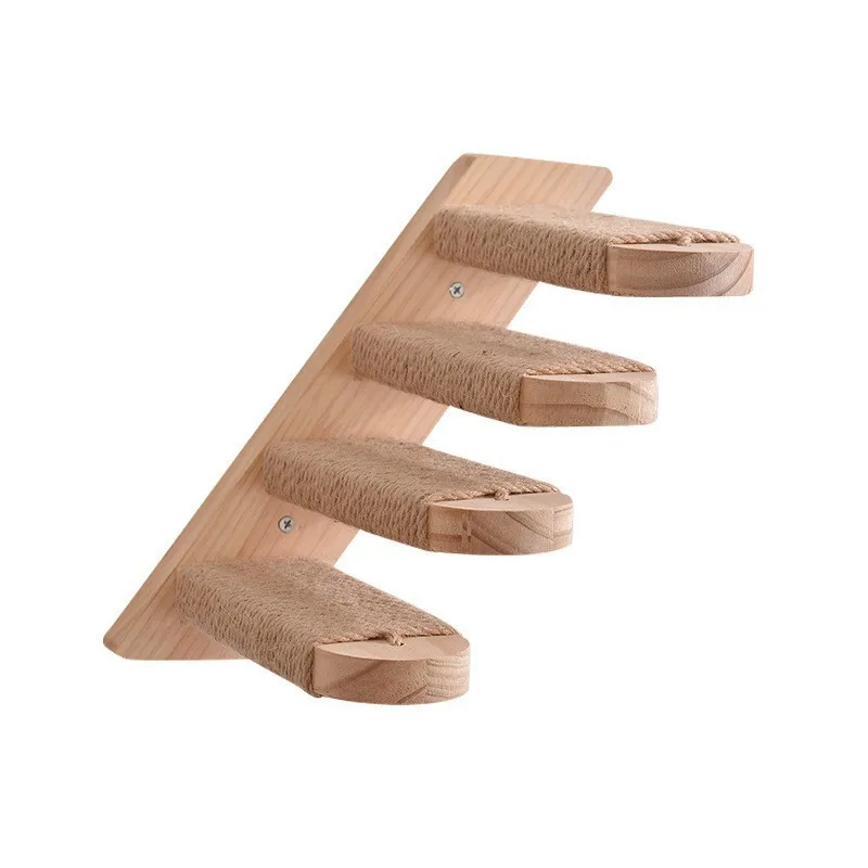 

Wall-mounted cat ladder, wear-resistant hemp rope wooden climbing frame, toy wall-mounted multi-layer stairs