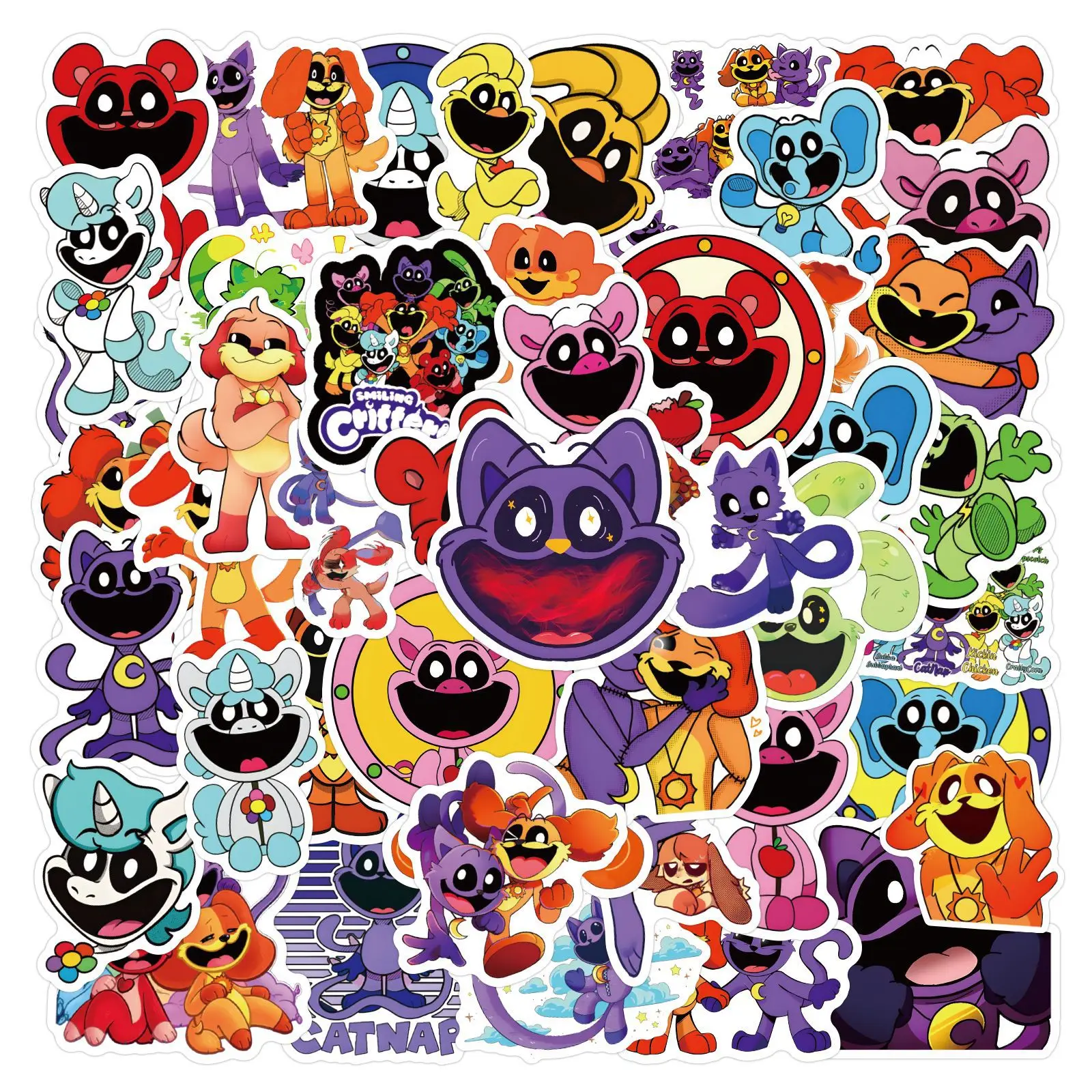 50/100pcs Smiling Critters Stickers Video Game Waterproof Sticker DIY Phone Luggage Laptop Guitar Sticker Kids Toy for Kid Gifts