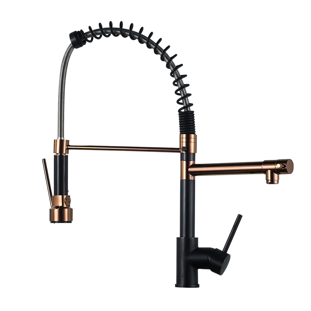 Deck Mounted China Rose Gold ORB Tap Watermark Kitchen Faucets With Pull Down Sprayer