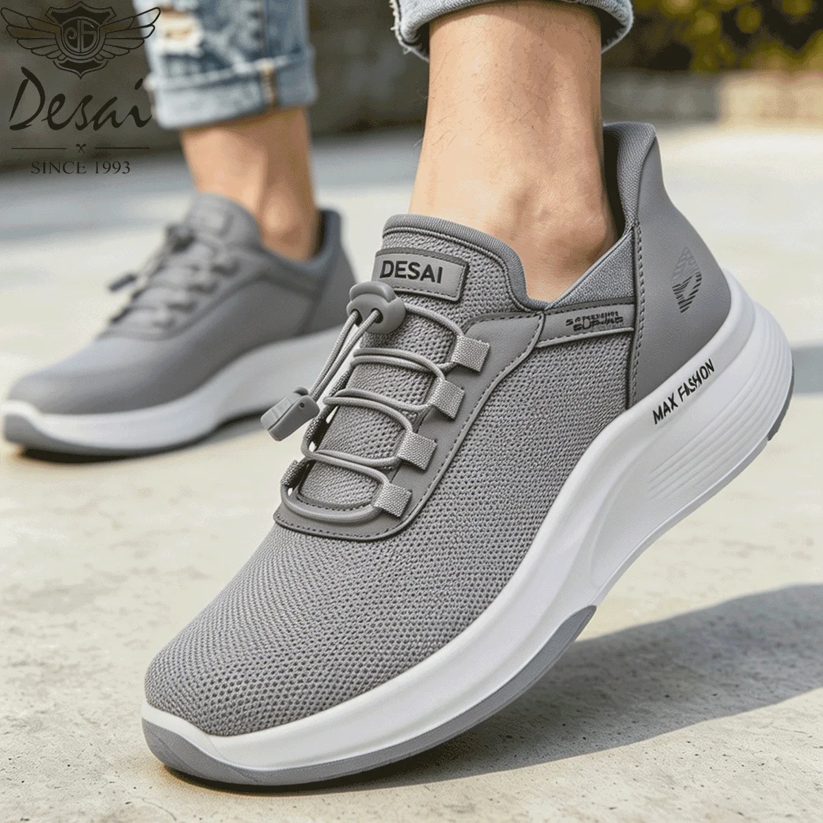 Desai Men's 2026 Autumn Casual Sports Shoes Toggle Lace Breathable Mesh Sneakers School Supplies Outdoor Daily Walking