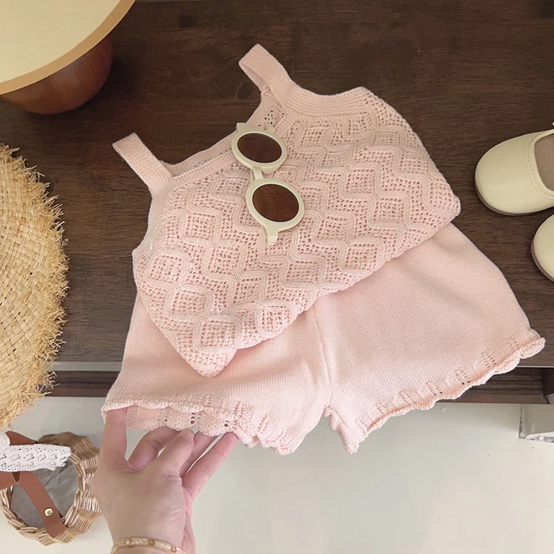 Girls Summer Clothes Sets Solid Color Clothes for Girls Vest + Short Costumes for Girls Toddler Korean Children Tracksuits