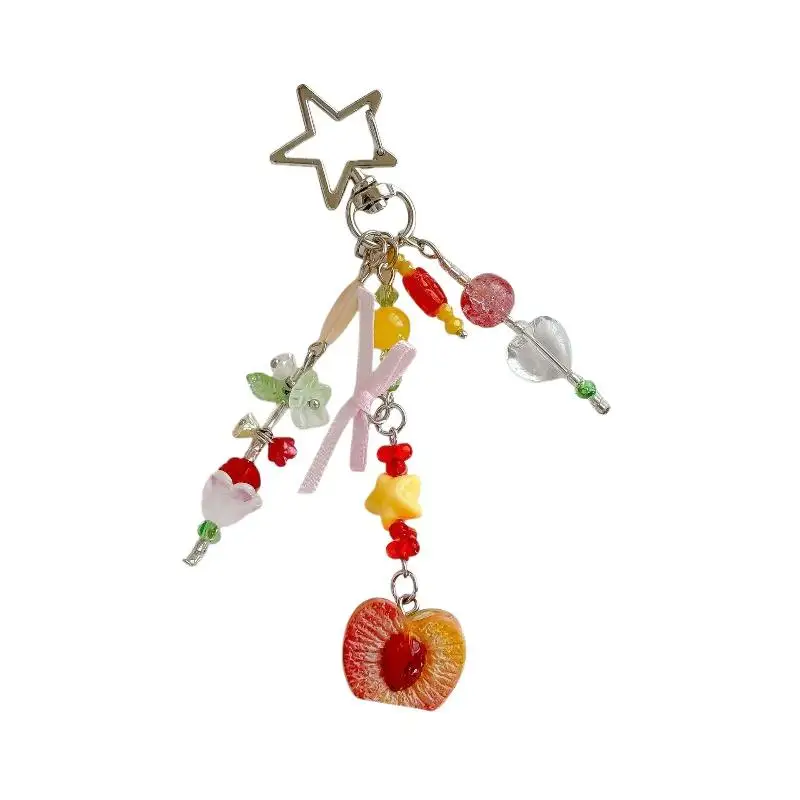 Handgefertigter Halb-Pfirsich-Schlüsselanhänger mit Sternverschluss, tragbarer Taschenanhänger, langlebige Dekoration für den täglichen Gebrauch von Schülern, kleines Geschenk – Detail 6