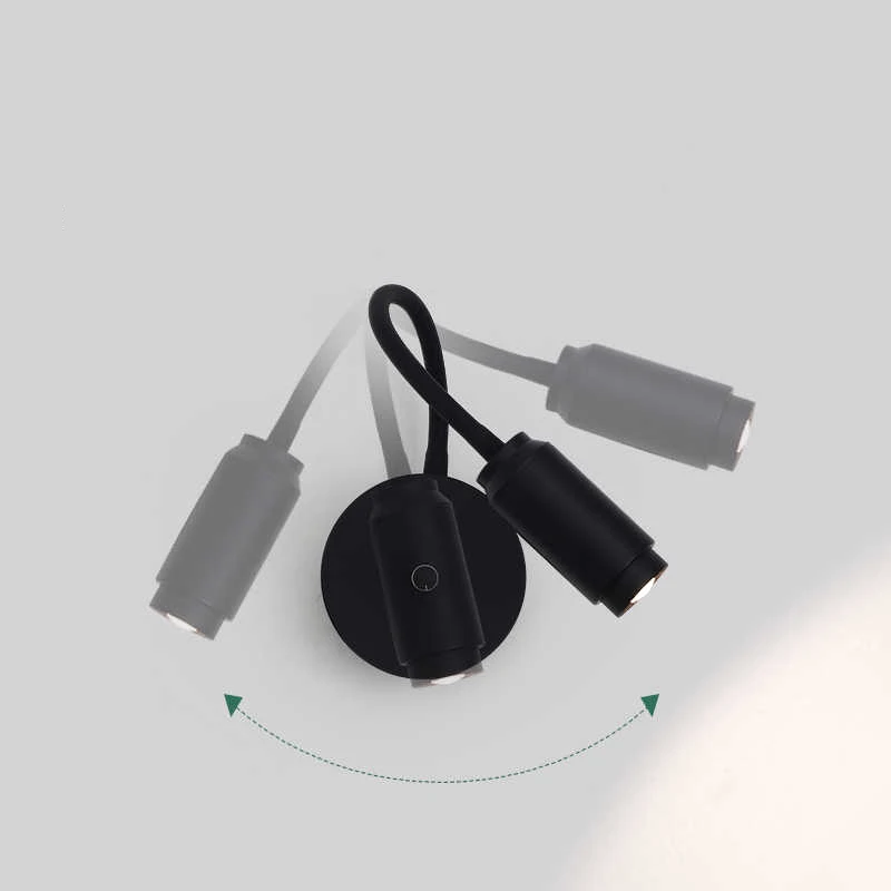 5W/7W/10W Dimmable Gooseneck Wall Reading Lamp Knob Dimming Switch Flexible Pipe Lamp Home Fixture Beam Angle Zoomable Spotlight
