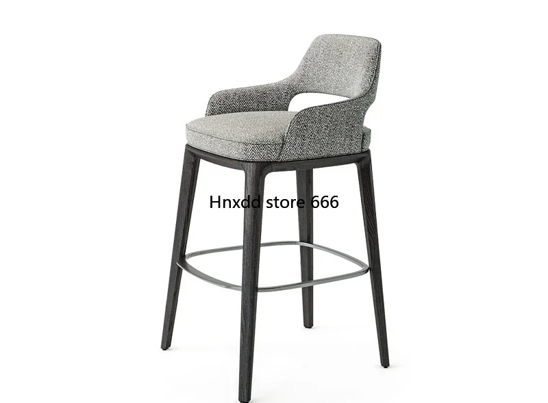 Solid wood bar chair backrest front desk bar chair high stool