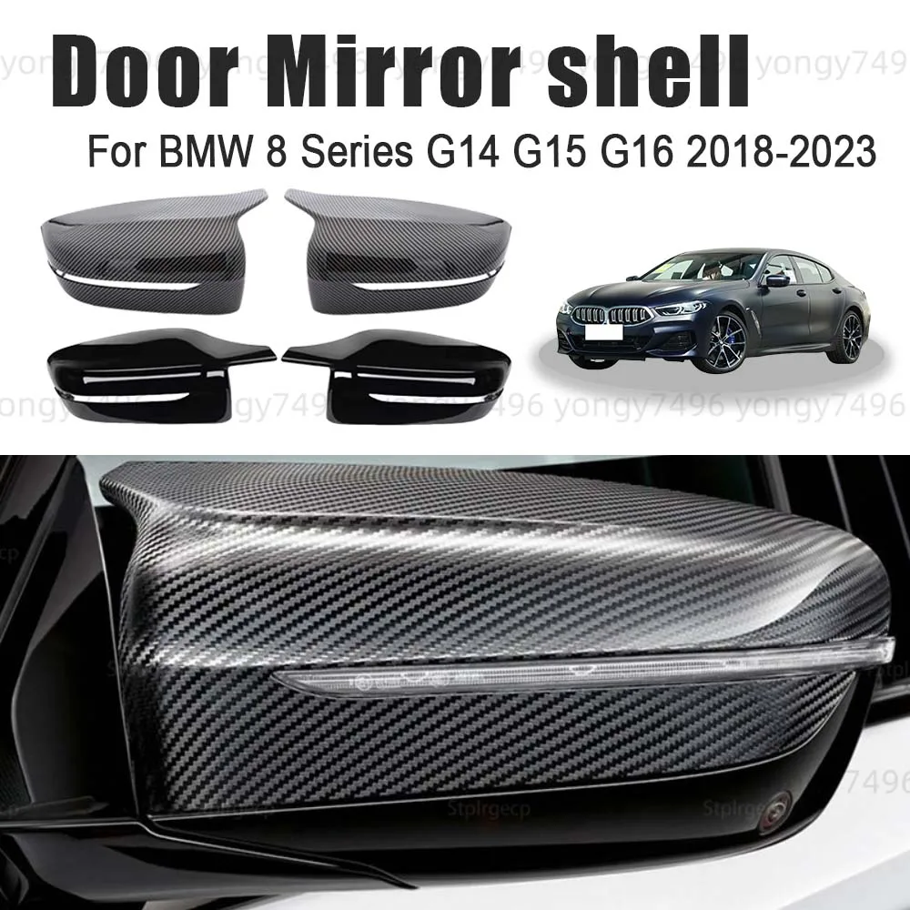 

Protective Cover Carbon Fiber Roasted Jet Black White Door Mirror Shell For BMW 8 Series G14 G15 G16 2018-2023 Cars Accessories