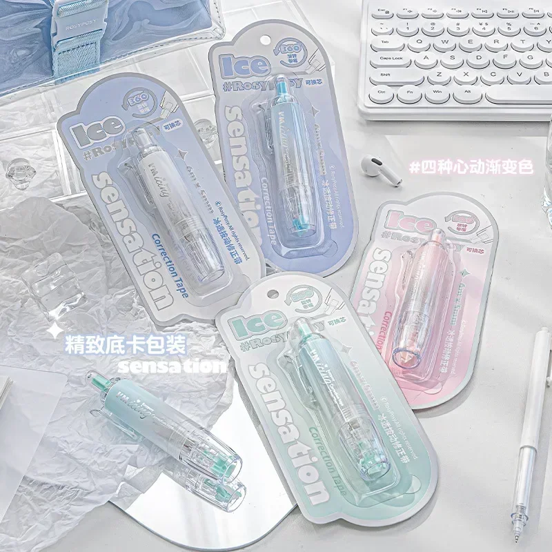 Kawaii Correction Tape Big High Capacity Pen Style 360 Rotate Corrector School Supplies Replaceable Core Student Stationery