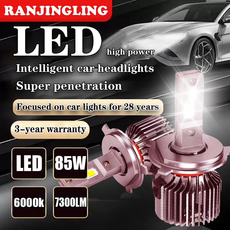 

RANJINGLING LED Laser Headlights Seventh Generation 40W/50W/75W/85W 6000k 7300LM White Light Silent Automotive Headlight Bulbs