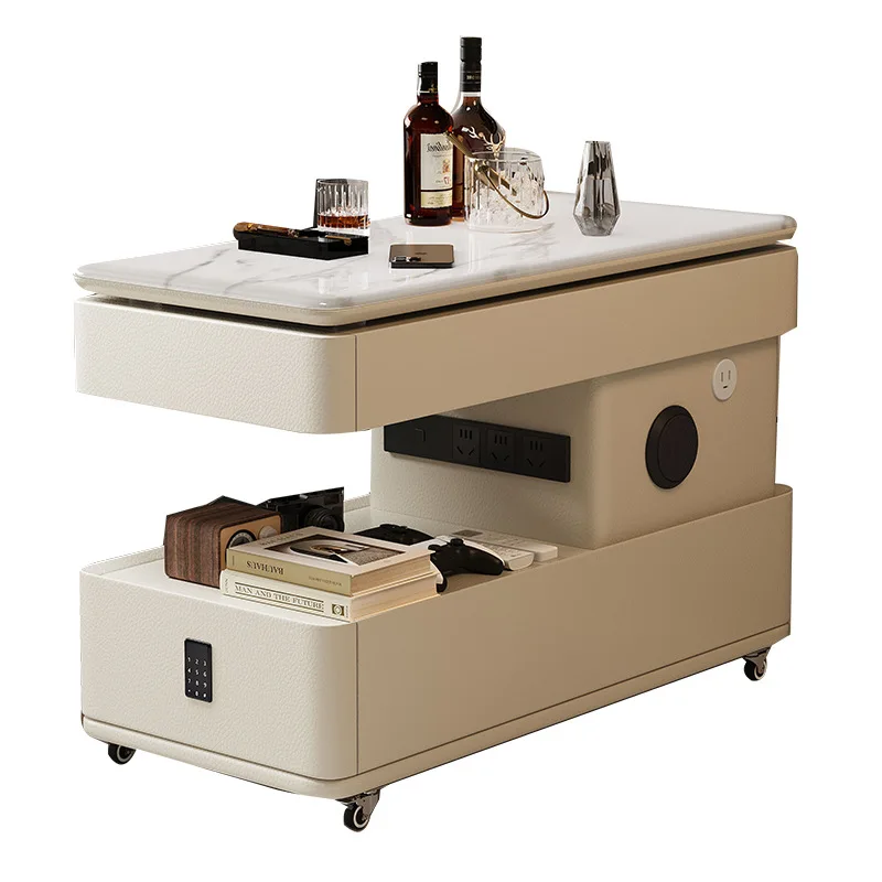 

A few cabinets next to the rock slab sofa, small apartment light luxury high-end living room