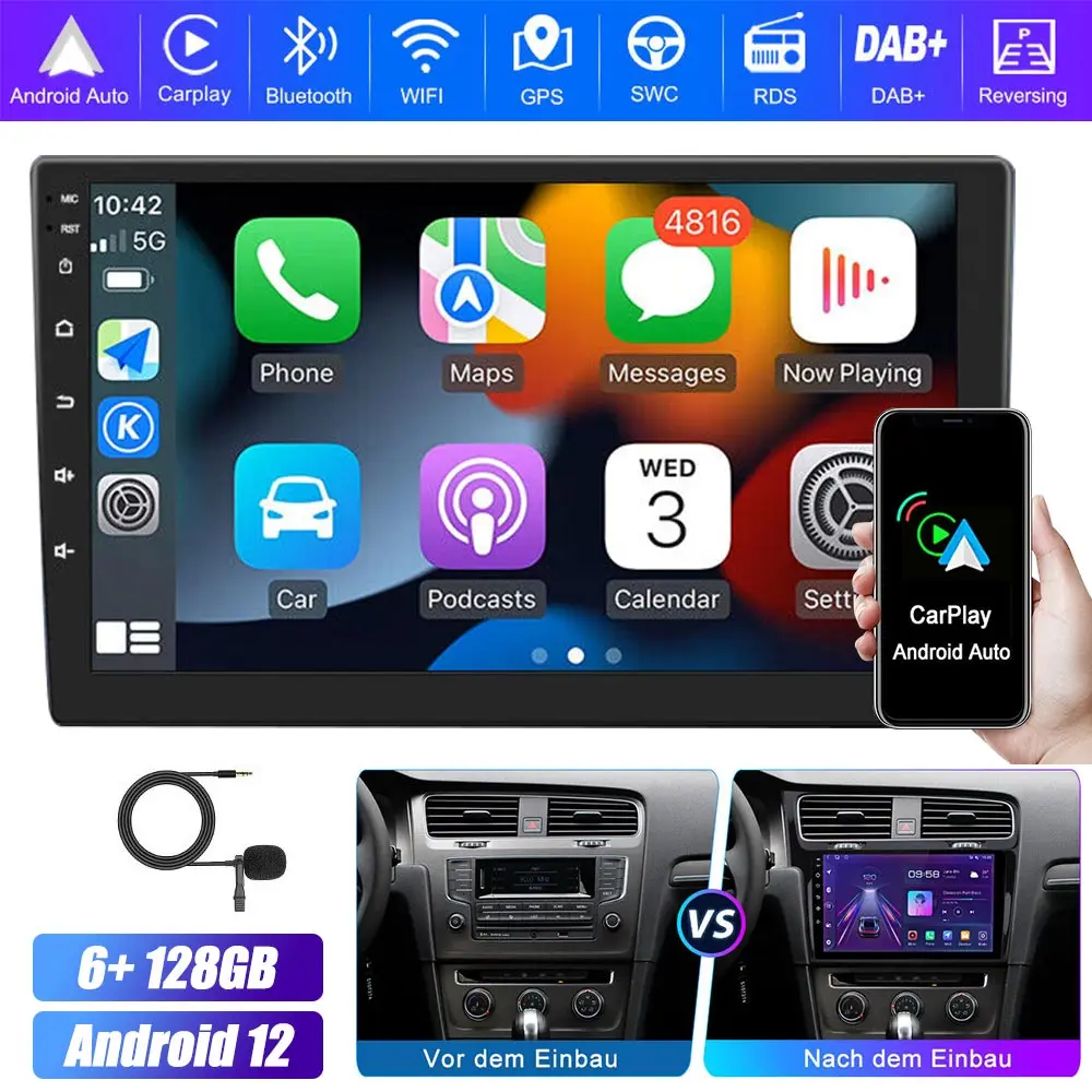 Car GPS Navigation 6+128G Suitable For Volkswagen Golf 7 2013-2017 Android12 Car Radio GPS Navi WIFI 4G FM RDS DAB+ DSP