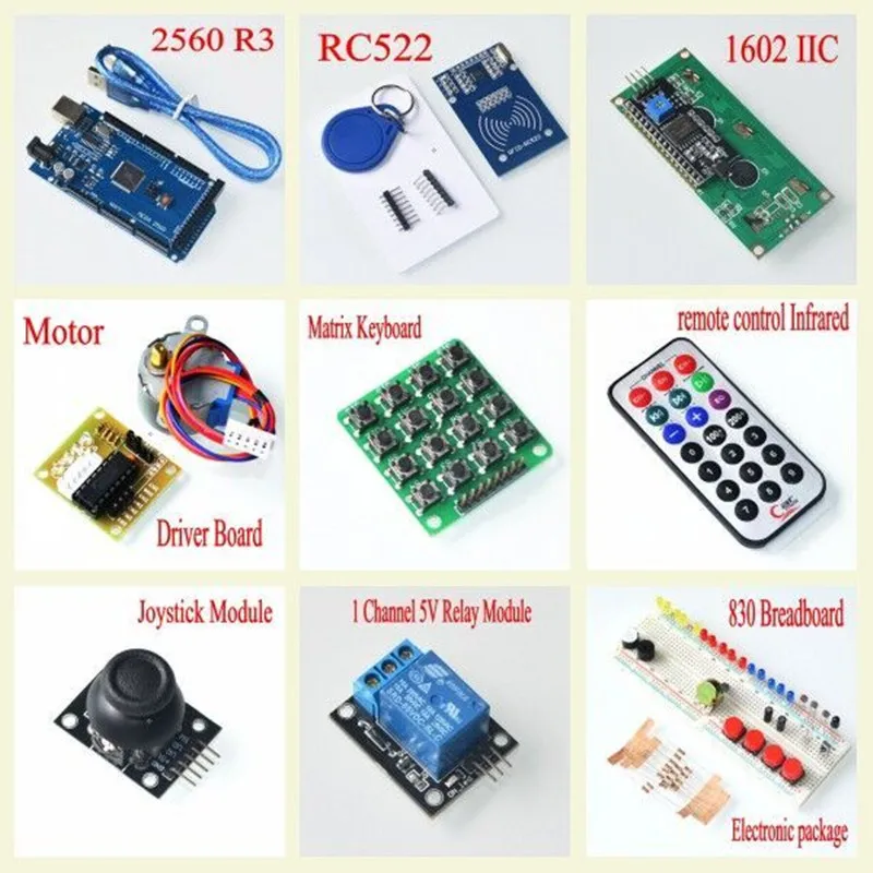 mega 2560 r3 starter kit motor servo RFID Ultrasonic Ranging relay LCD for arduino