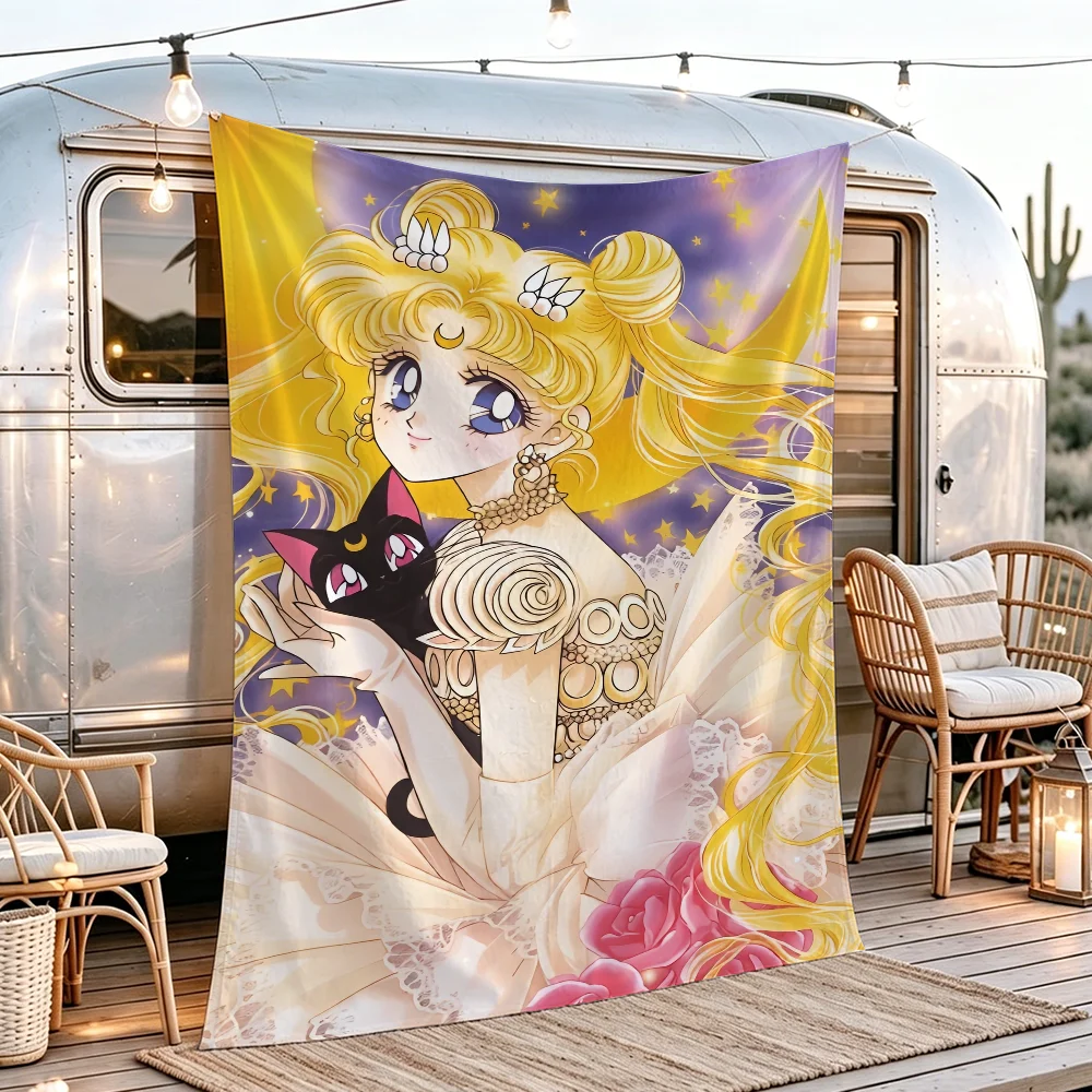 Comic S-Sailor M-Moon flag Campsite Atmosphere Hanging Banner Outdoor Garage Party Decor Advertising
