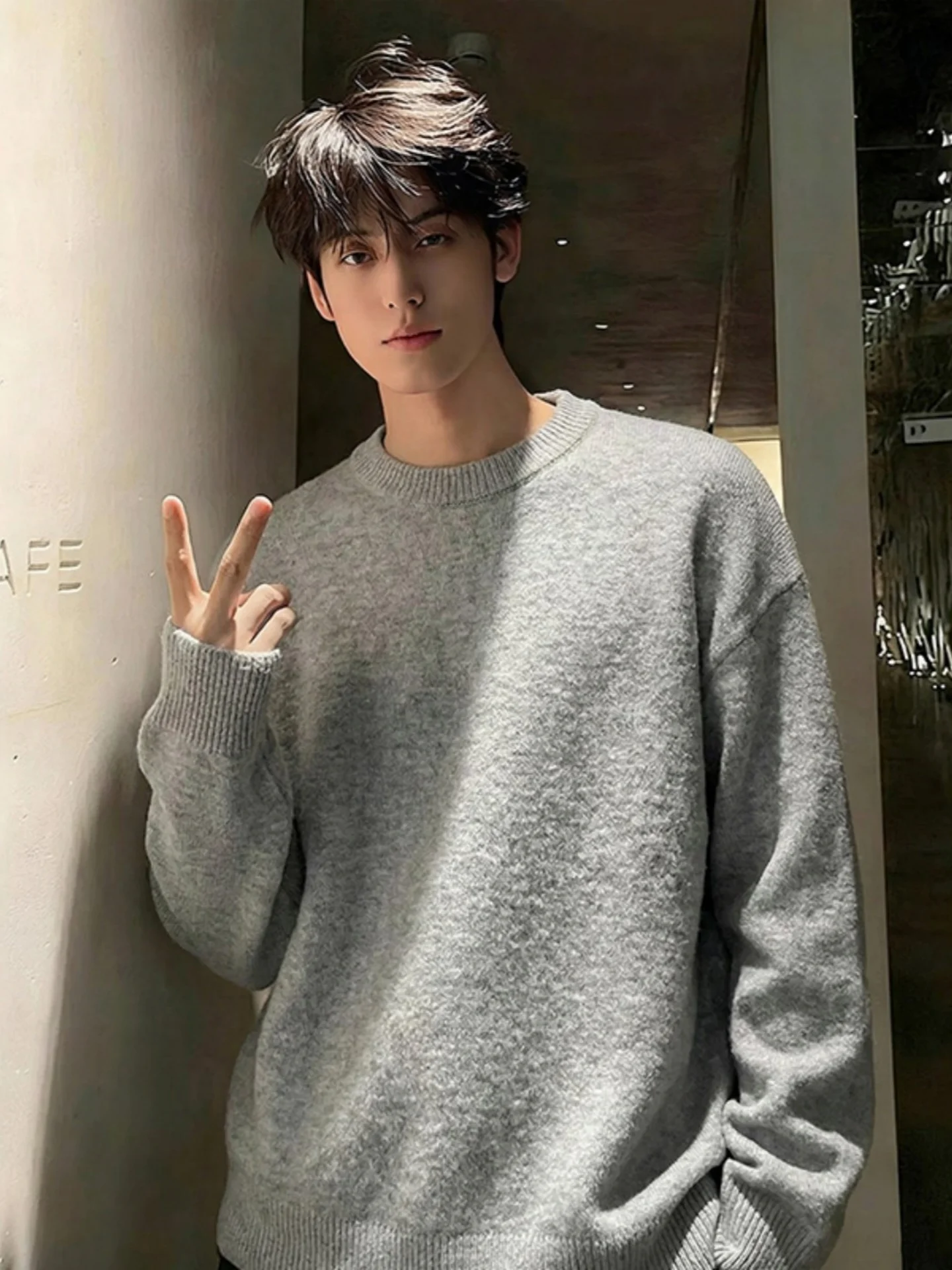 

ay round Ne Thiened Knitted Sweater Men's Soft Cozy Base Layer irt for Winter Warm Casual Wear Home Office Outing