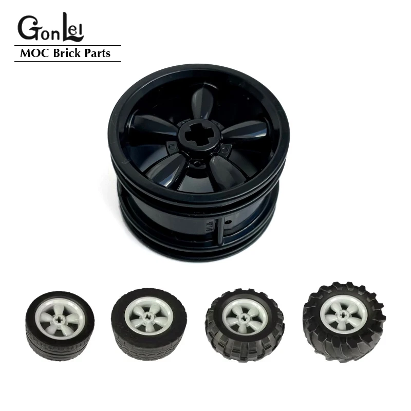 4Pcs/lot Technical Wheels & Tyres Parts 42716 Wheel 30x20 5-Spoke Compatible Tyre 44309 55976 15413 fit 10295 Cars Model Toys