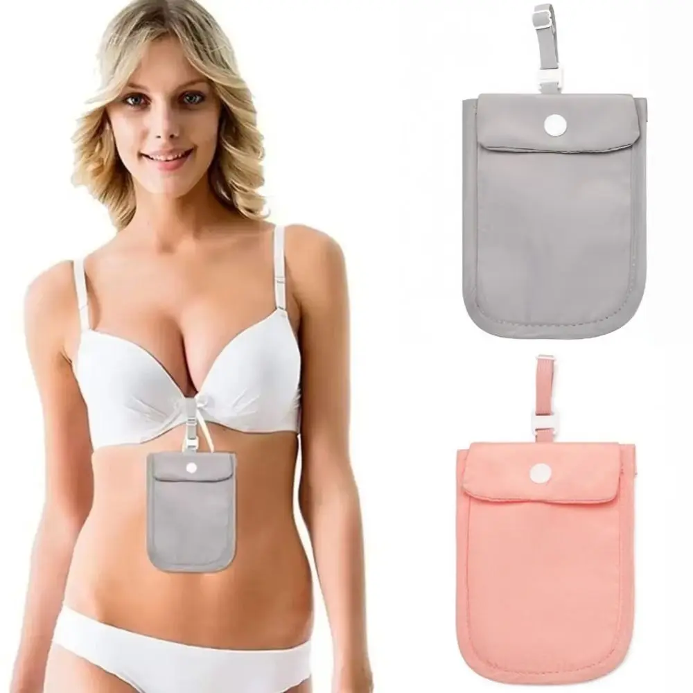 Solid Color Hidden Bra Wallet Anti-theft Safe Lingerie Coin Pouch Ultra-thin Flap Clasp Secret Travel Wallet Valuables Storage