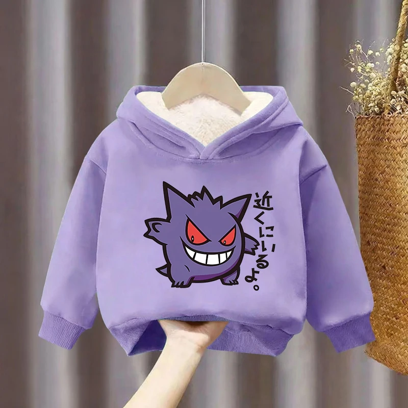 Sweat-shirt à capuche Pokemon pour enfants, imprimé Anime Pikachu Gengar, vêtements de sport à capuche, mode pour garçons et filles, vêtements chauds d'hiver