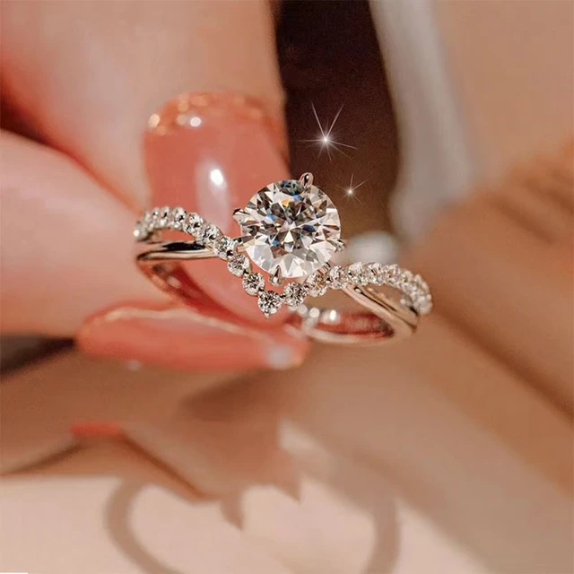 Korean Luxury Zircon Couple Ring For Women Men Silver Plated Love Forever Heart Adjustable Open Ring Wedding Anniversary Jewelry AliExpress