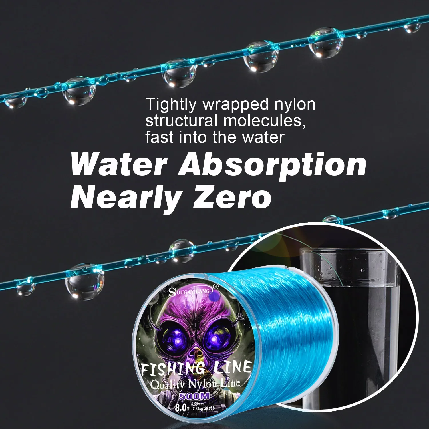 Sougayilang 100/500 m Nylon Angelschnur Drag 7-38LB Nylon Linie Japan Monofilament Süßwasser Linie Pesca Karpfen angeln Zubehör – Detail 6