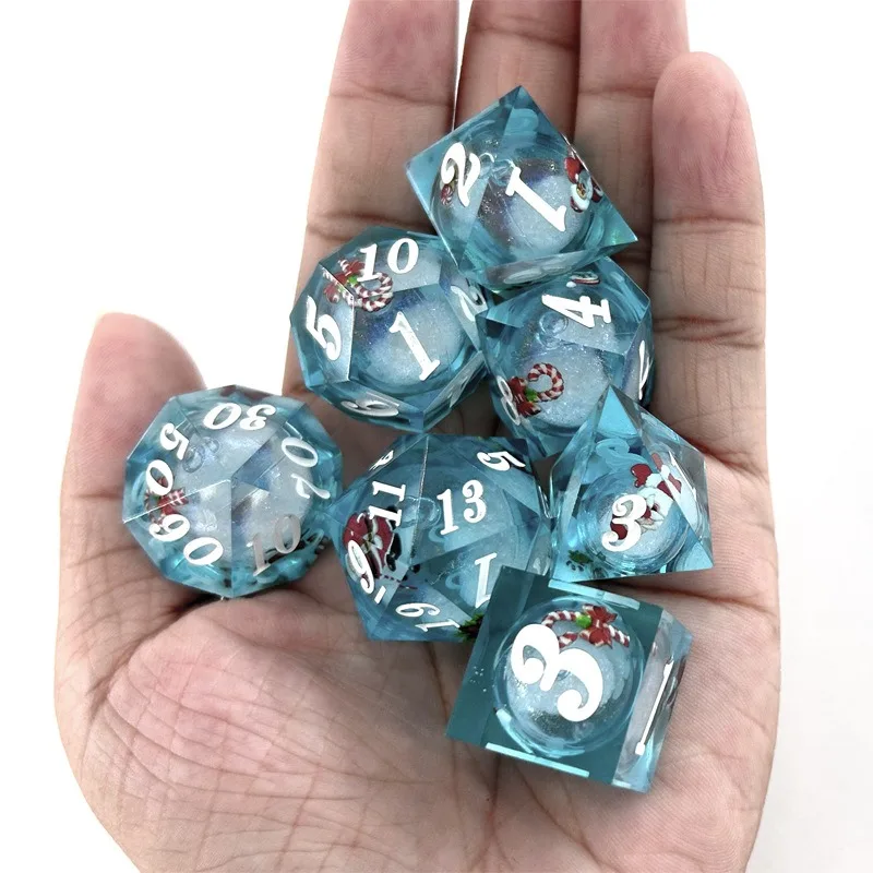 7Pcs/set Novel and Lightweight Resin Quicksand Dice Set with Versatile Colors and Styles