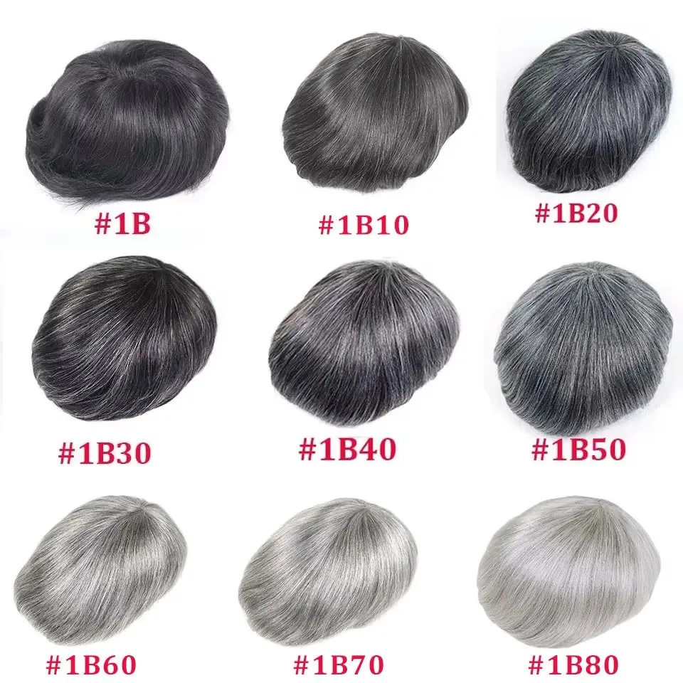 8x10 Full PU Men Toupee Invisible Hair System