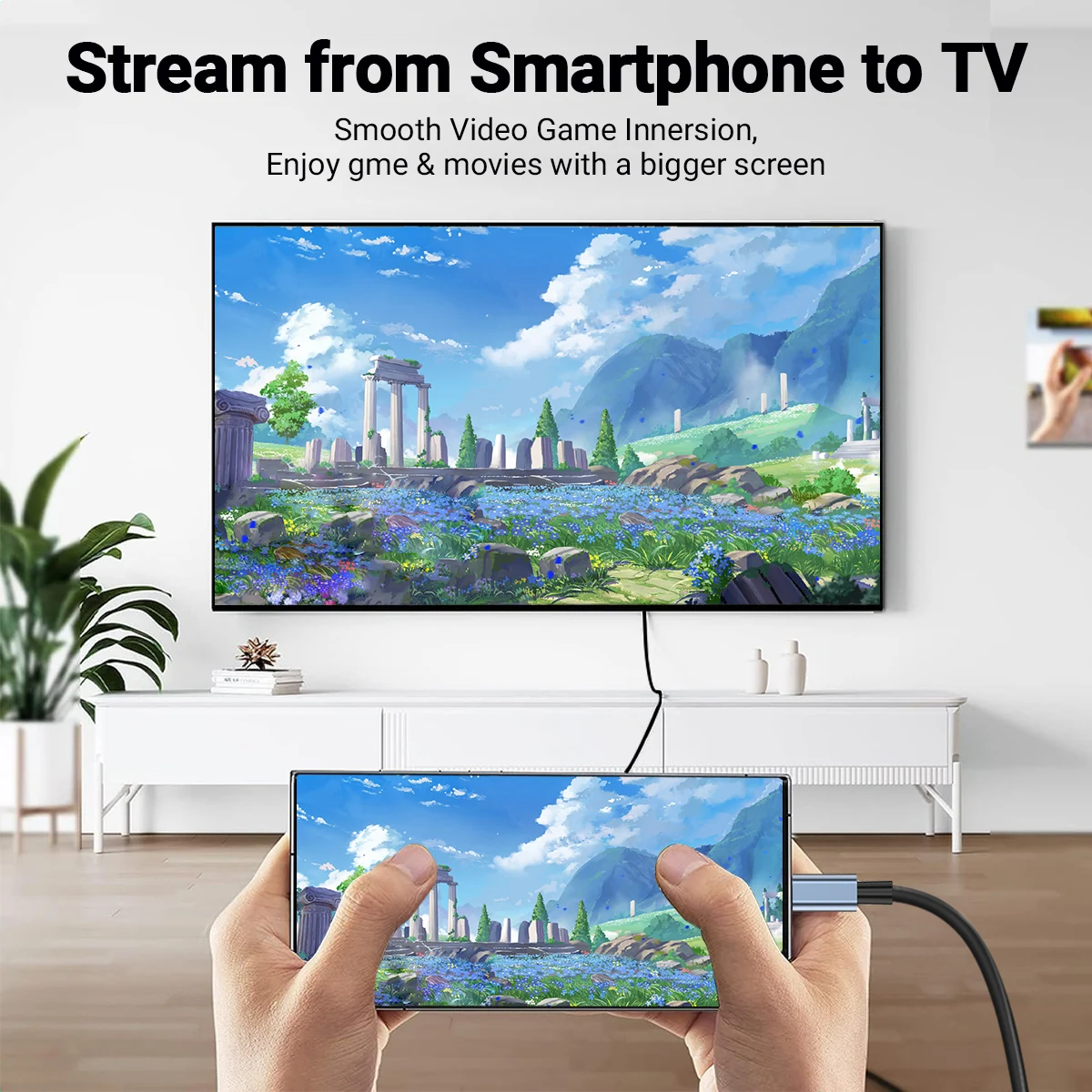 8K UHD Type-C to HDMI Cable with 8K 60Hz/4K 120Hz Perfect for Streaming Gaming Support iPhone 15 Series Samsung S Mac Pro Switch