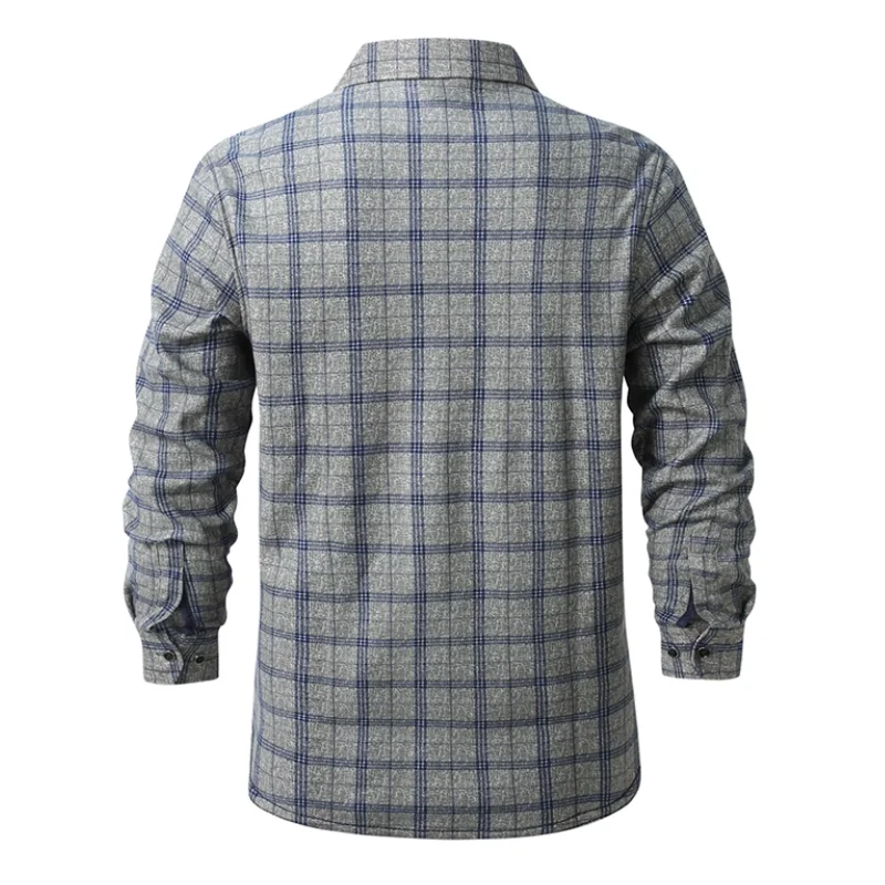5XL Plaid Shirts Office Wear Man Fashion Clothing Vintage Long Sleeve Thick Warm Fleece Business Casual Comfortable Mens Shirts